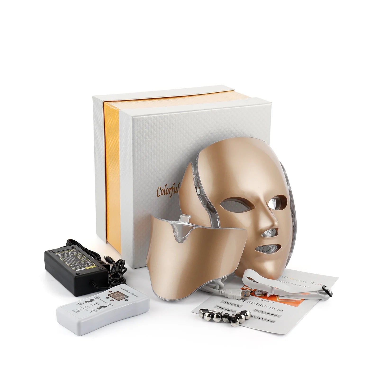 Foreverlily 7-Color LED Facial & Neck Mask – Skin Rejuvenation & Acne Therapy