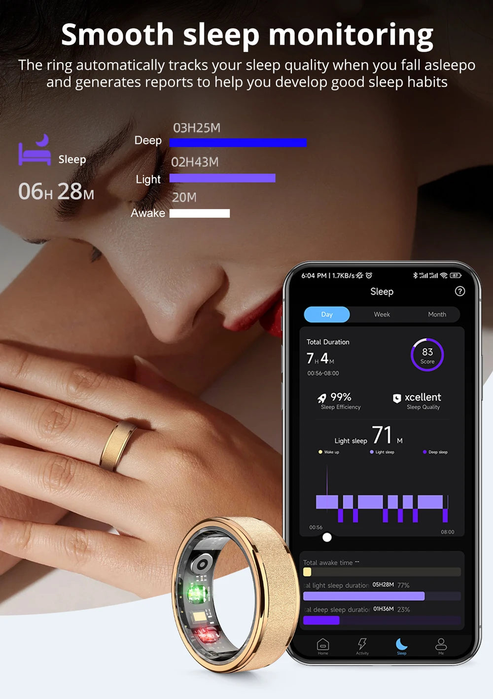 COLMI R10 Smart Ring – Health, Sleep Monitor & 5ATM Waterproof with Charging Case