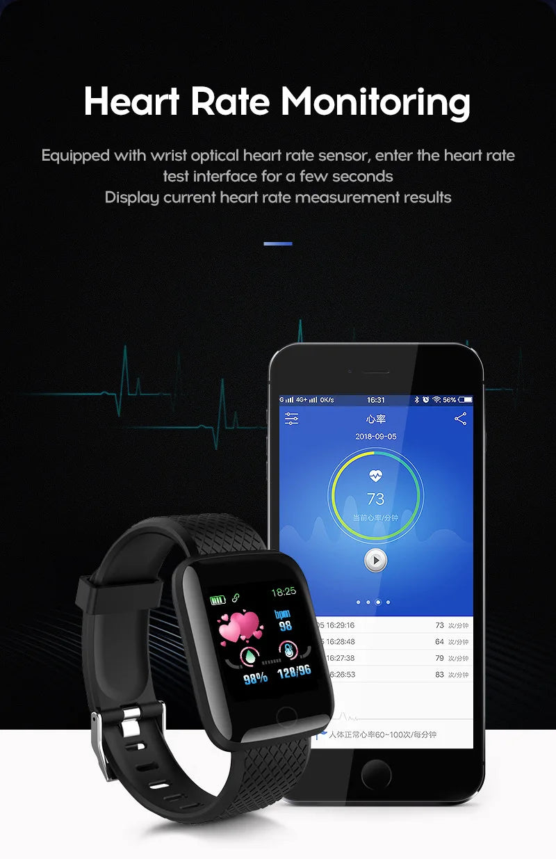 116 Plus Smart Watch – Fitness Tracker with Heart Rate Monitor & Waterproof Design