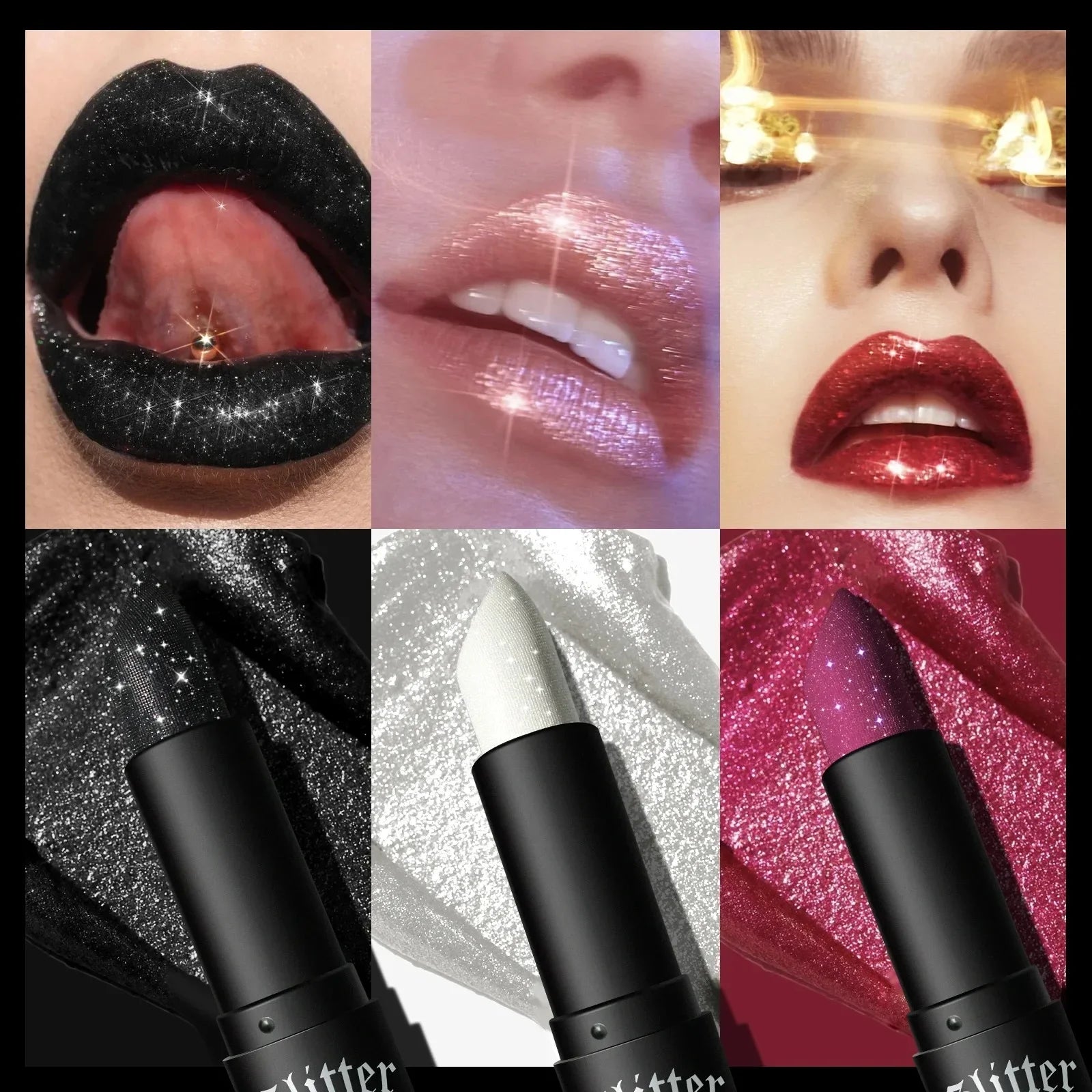7-Color Diamond Matte Lipstick – Waterproof Glitter Lip Tint Balm