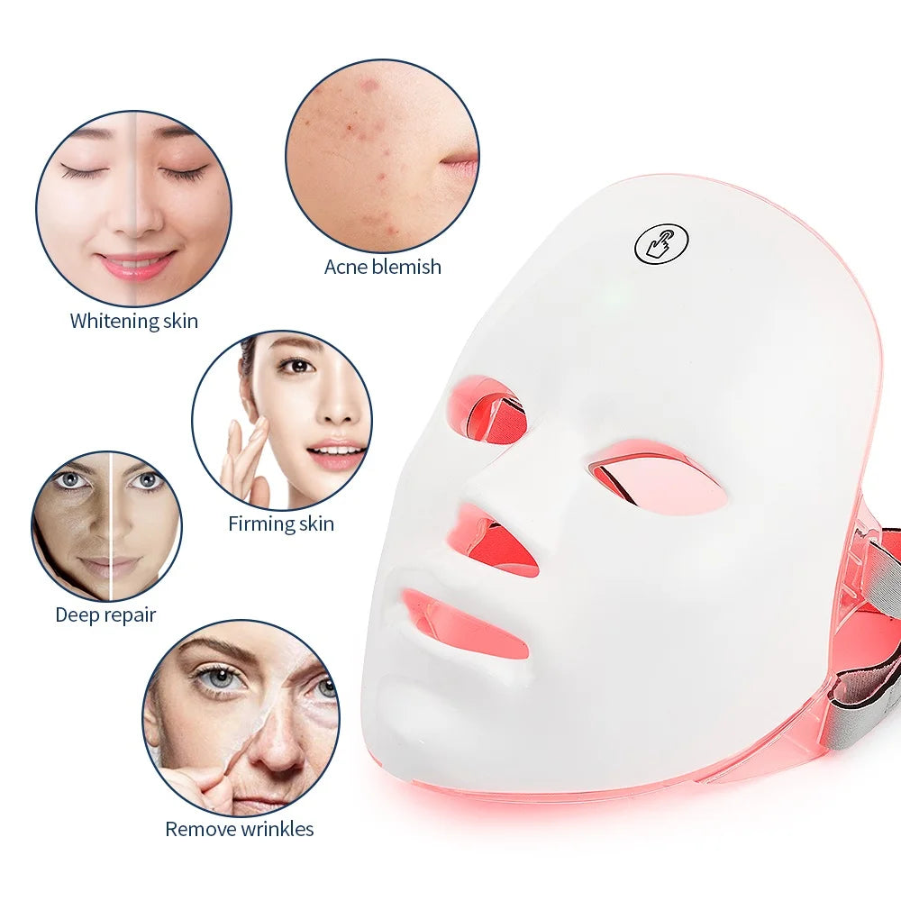 Rechargeable 7-Color LED Facial Mask – Skin Rejuvenation & Acne Treatment