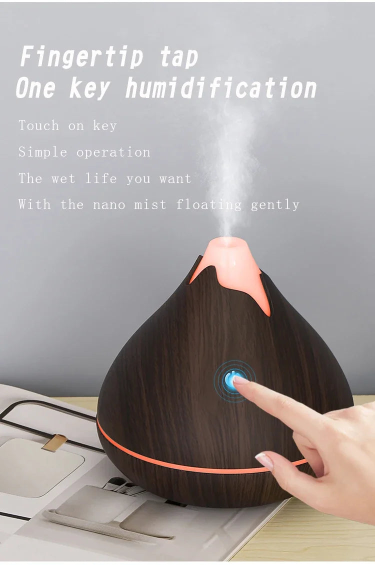 350ML Wood Grain Essential Oil Diffuser – Ultrasonic Humidifier with Remote & 7-Color LED