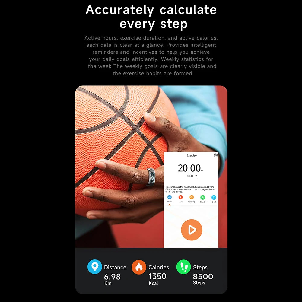 LAXASFIT SR08 Smart Ring – Heart Rate, Sleep Monitor & Motion Tracker (IP68)