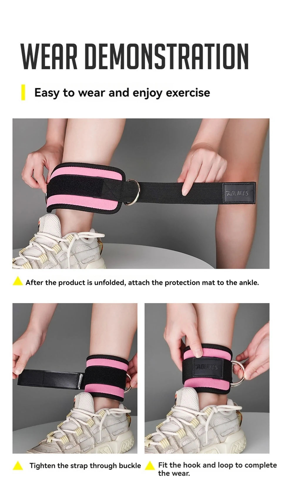 AOLIKES Adjustable Ankle/Wrist Cuffs – Padded Straps for Cable Glute Workouts
