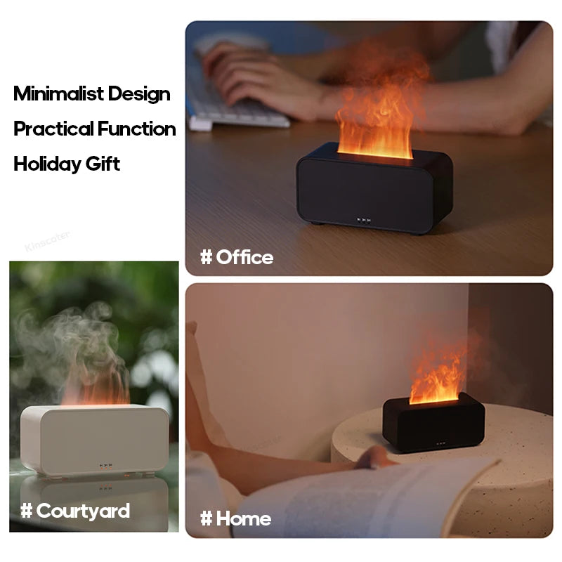 Flame Effect Aromatherapy Diffuser – Mini LED Humidifier with Timer