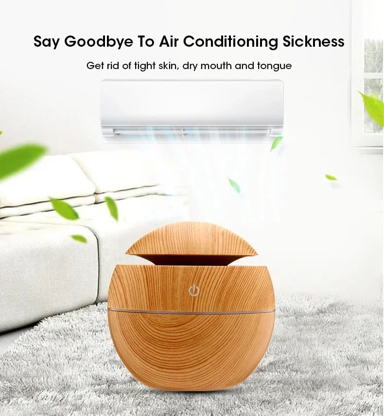 Mini Woodgrain USB Humidifier – Essential Oil Diffuser & Aromatherapy