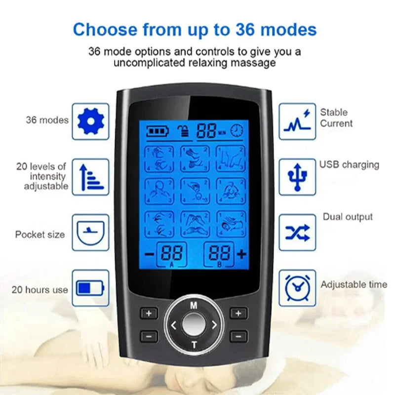 TENS EMS Muscle Stimulator – 36-Mode Digital Therapy & Slimming Device