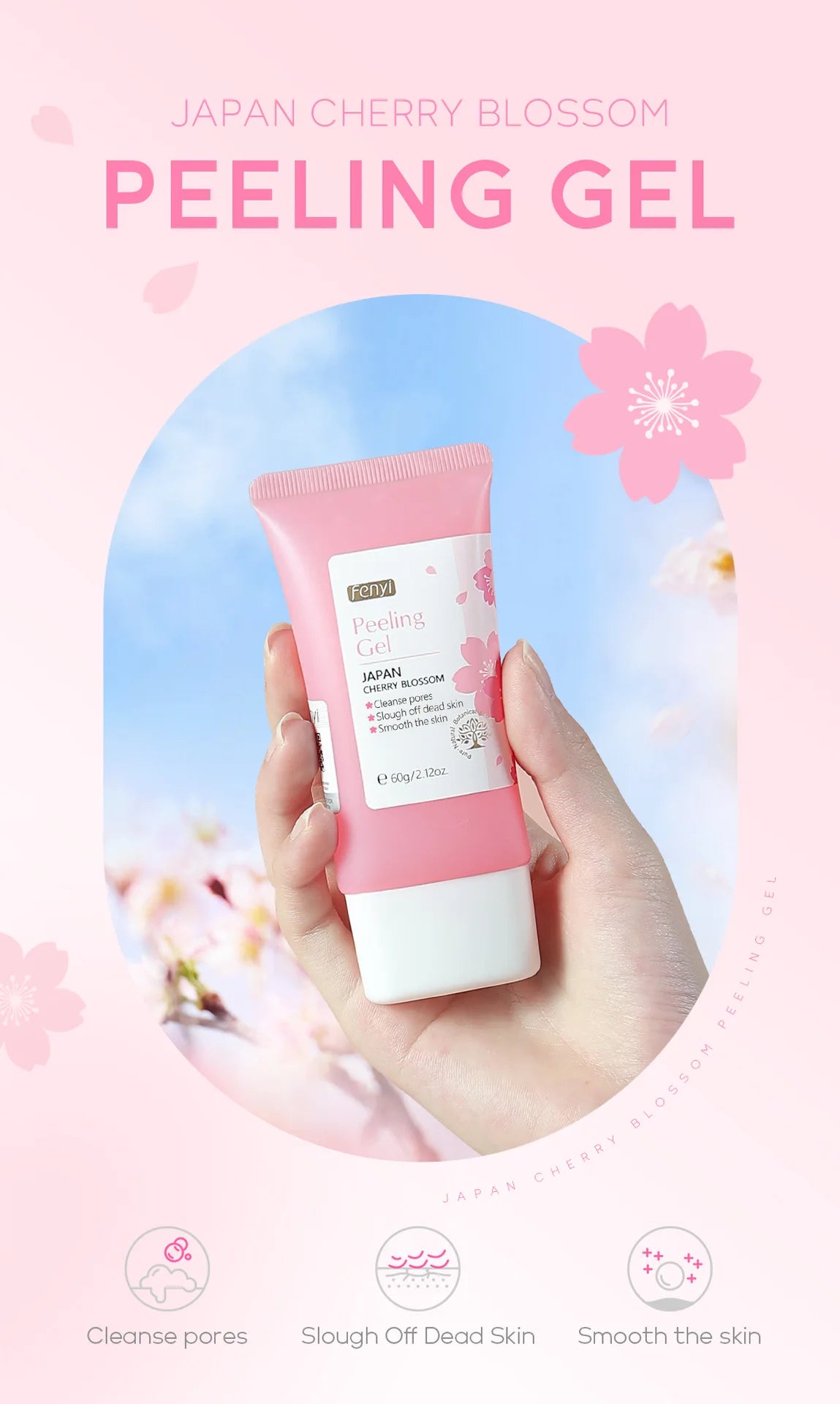 Cherry Blossom Peeling Gel – 60g Facial Exfoliator & Moisturizing Cleanser