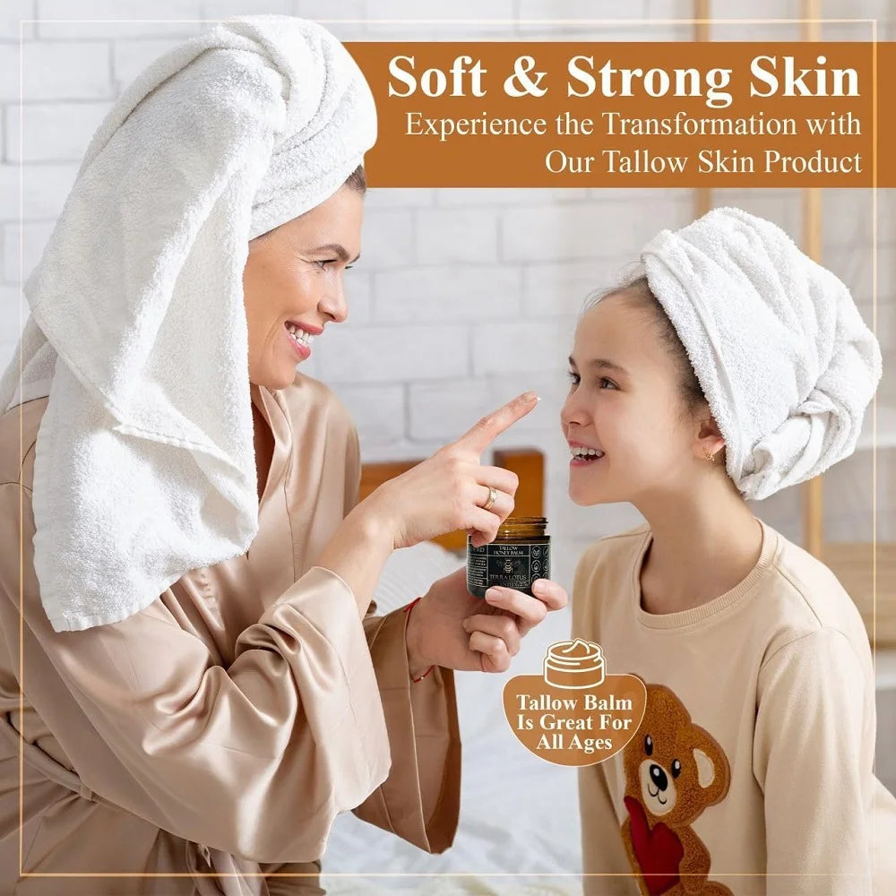 Organic Beef Tallow Balm with Raw Honey – All-Natural Moisturizer