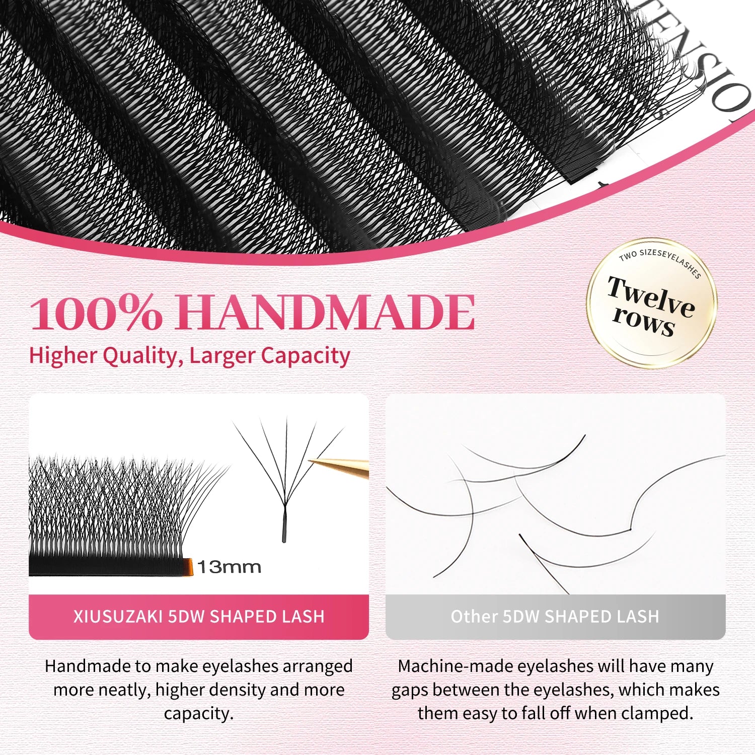 XIUSUZAKI 5D W Lash Fans – Soft Black Volume Eyelash Extensions