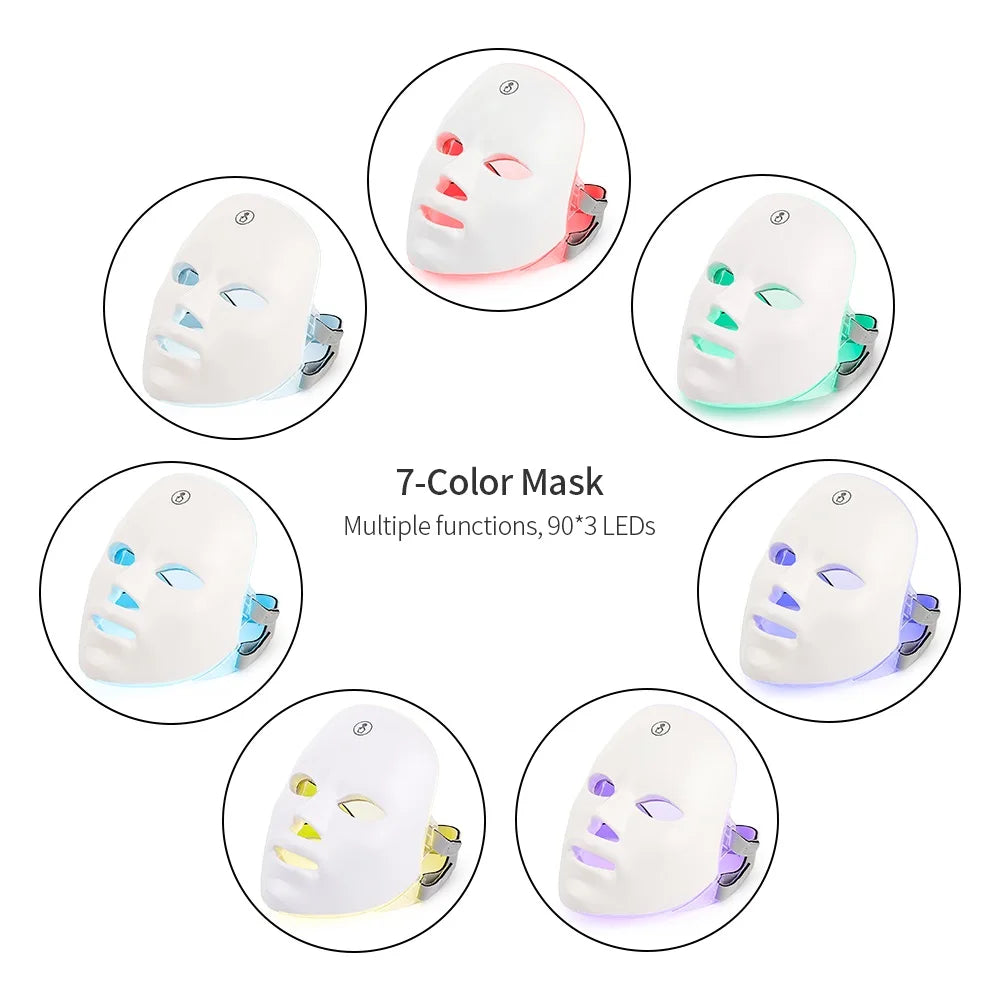 Rechargeable 7-Color LED Facial Mask – Skin Rejuvenation & Acne Treatment