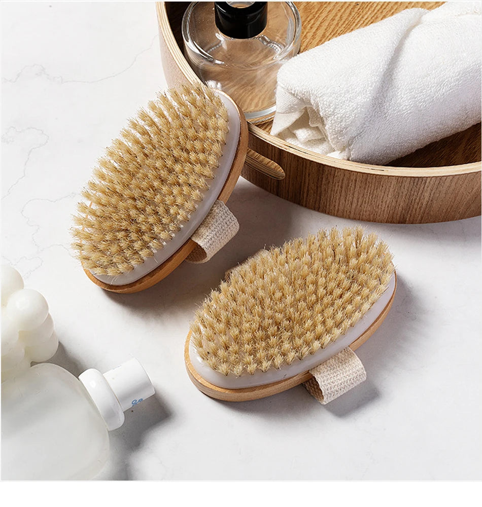 Exfoliating Wooden Body Brush with Natural Bristles