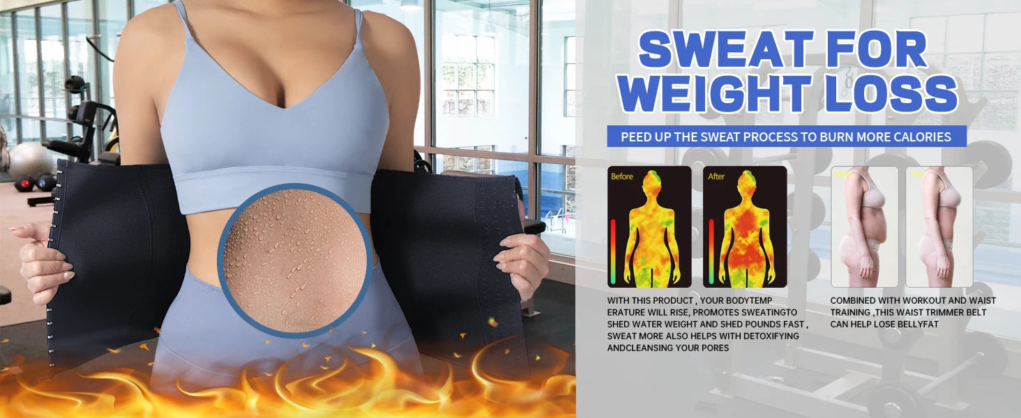 Neoprene Waist Trainer Belt – Tummy Control Sweat Cincher for Workout