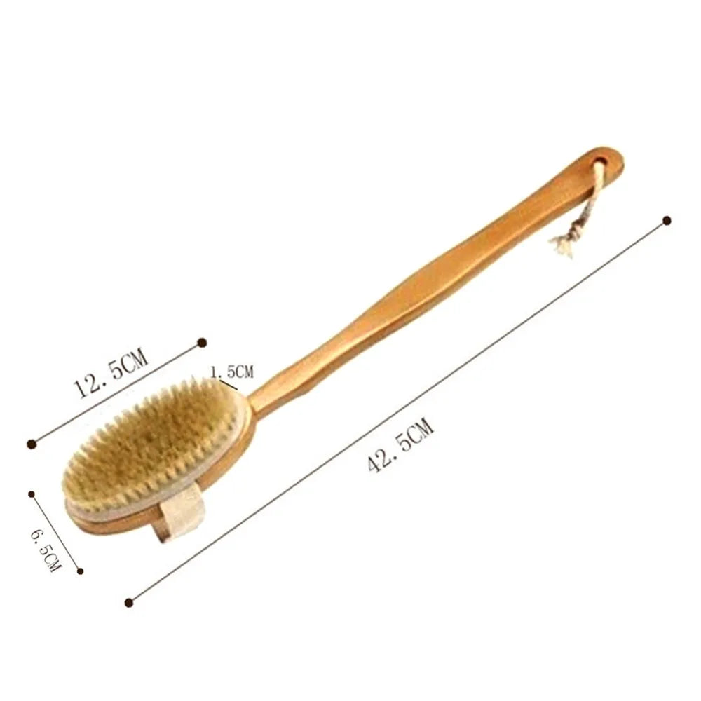 Natural Bath Brush with Long Wooden Handle