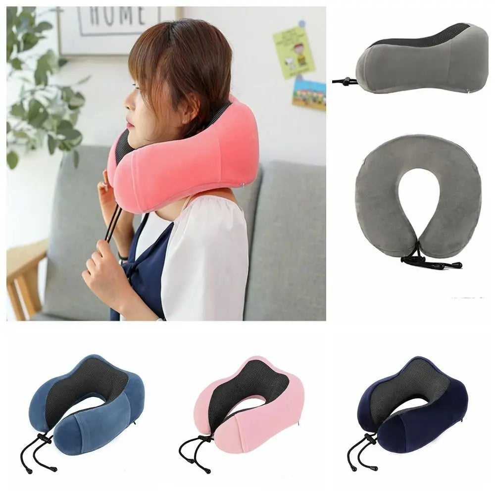 U-Shaped Memory Foam Travel Pillow – Neck Support Cushion for Travel Essentials