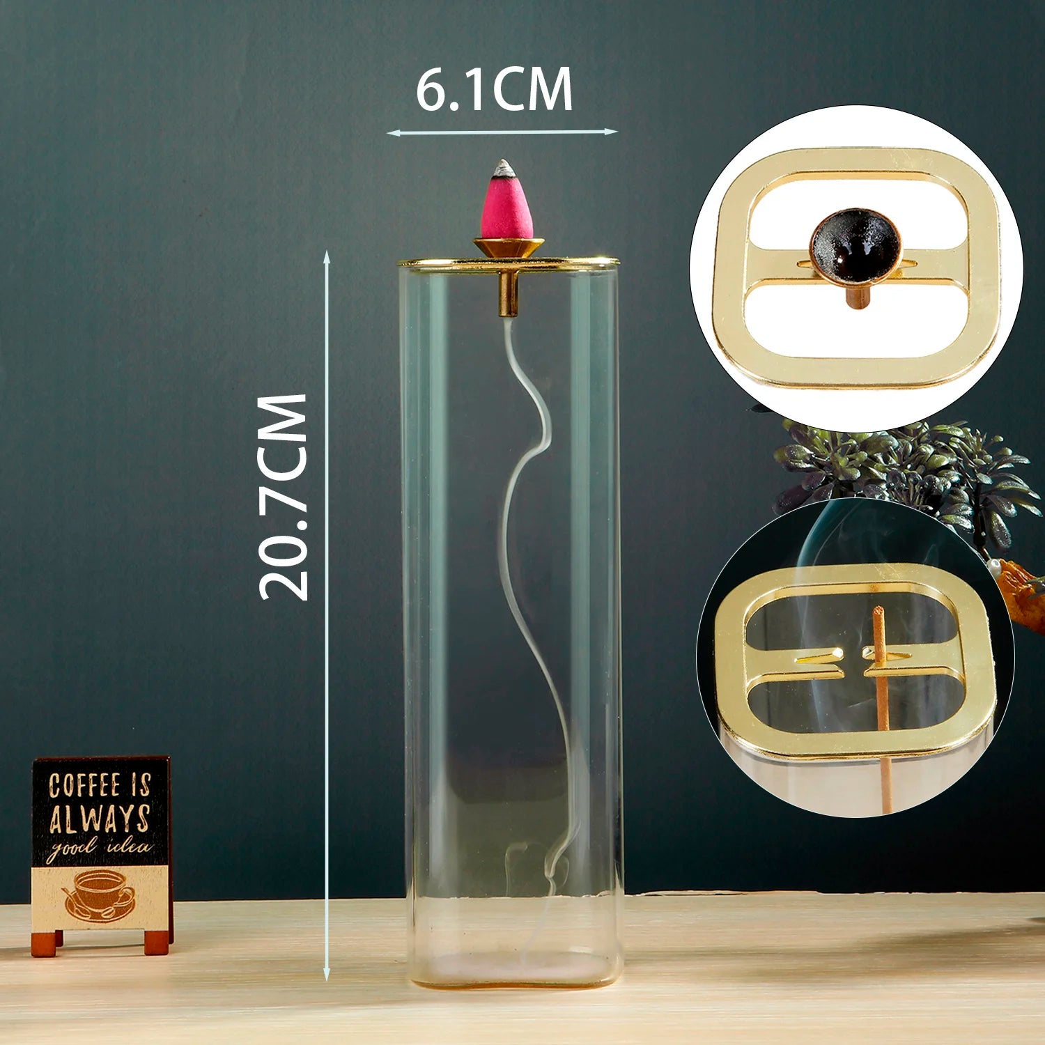 Modern Glass Incense Burner with Removable Ash Catcher