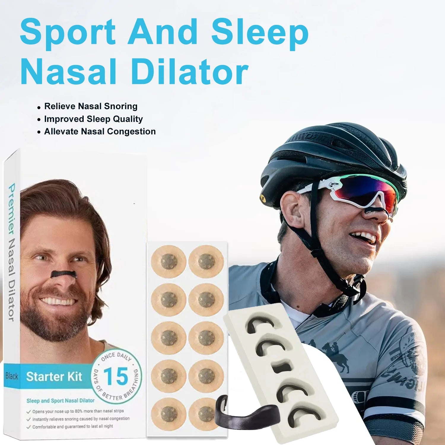 Sport Nasal Dilator Kit – Magnetic Nose Strips to Improve Breathing & Reduce Snoring