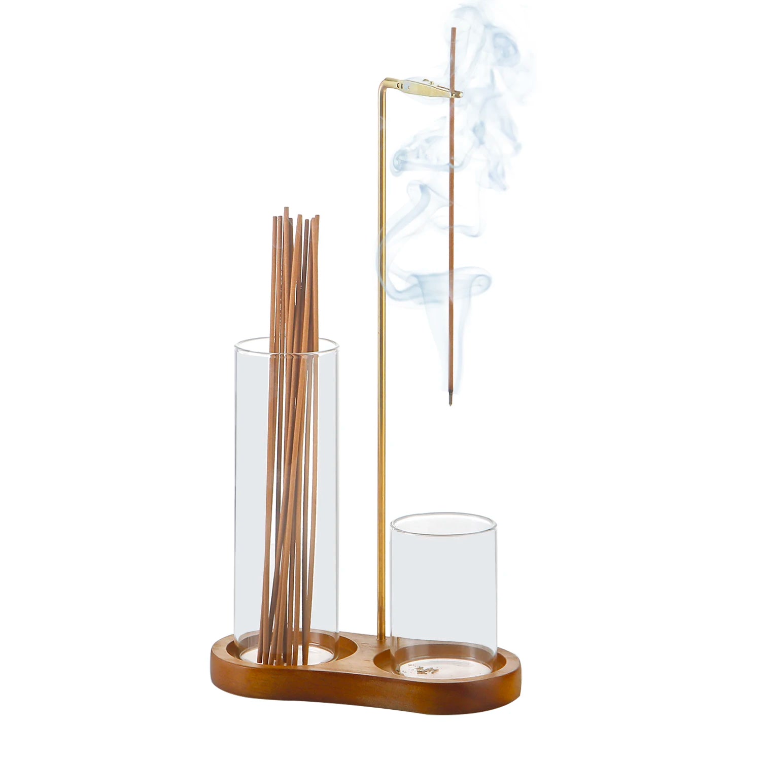 2-in-1 Incense Holder with Glass Ash Catcher & Stick Organizer