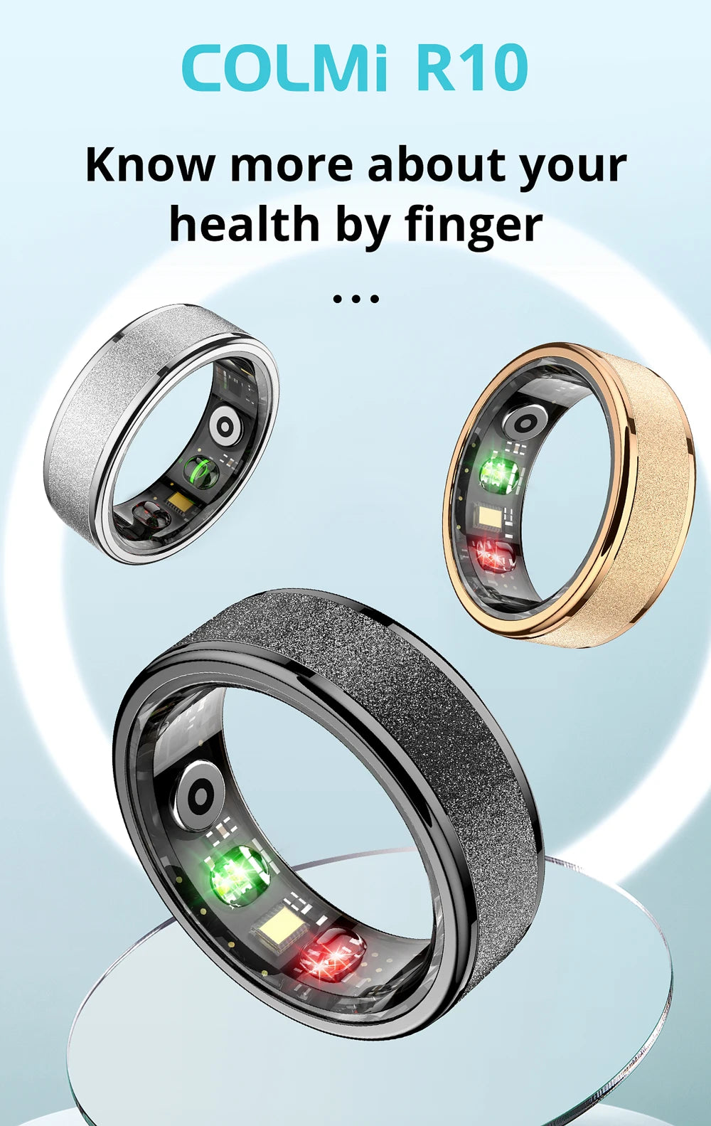 COLMI R10 Smart Ring – Health, Sleep Monitor & 5ATM Waterproof with Charging Case