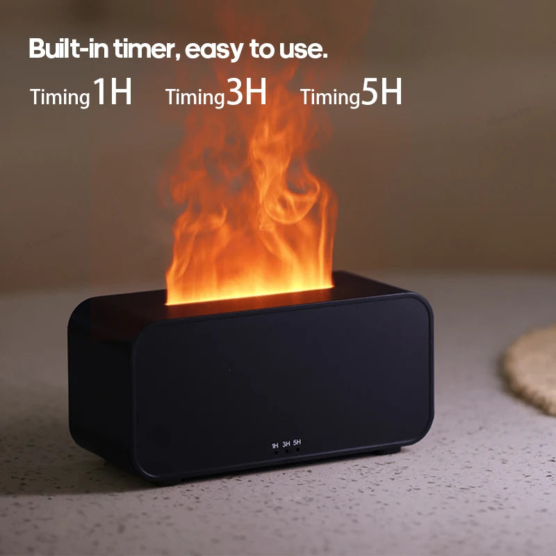 Flame Effect Aromatherapy Diffuser – Mini LED Humidifier with Timer
