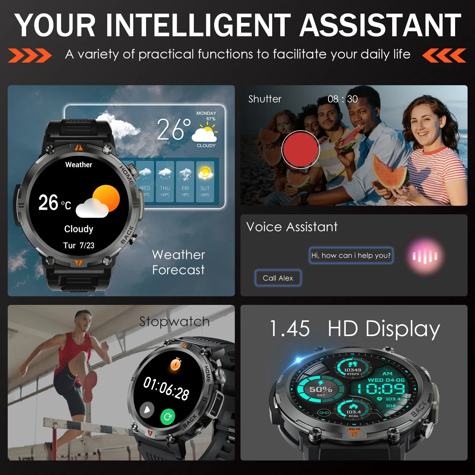 Smart Watch – Bluetooth Call & Health Monitor for iOS/Android