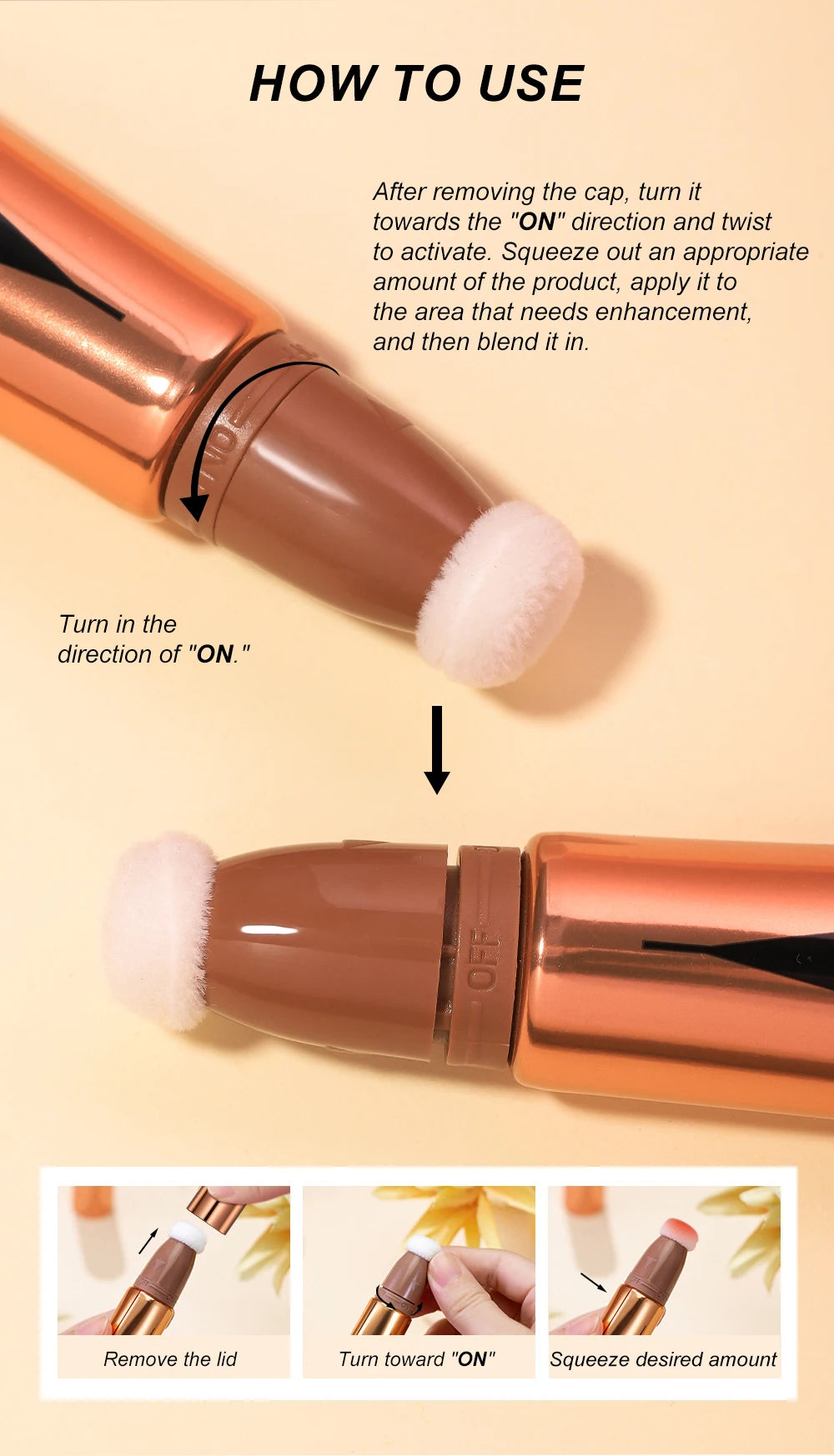 YOUNG VISION Air Cushion Blusher – 6-Color Liquid High Gloss Rouge Stick